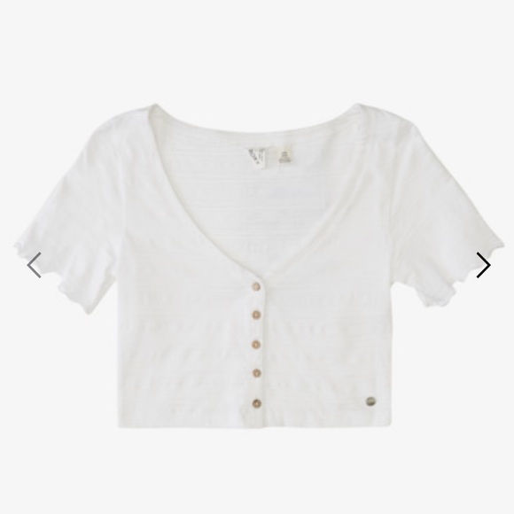 NWT Roxy button front cropped shirt, white - Picture 1 of 4